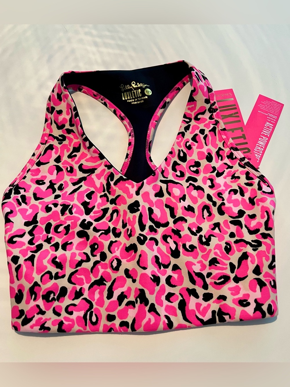 NWT Lilly Pulitzer Lindsay Sports Bra UPF Pink Topaz My Favorite Spot XXS